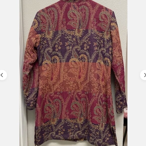Coldwater Creek Paisley Print Multicolored Button Down Jacket Small Petite - Picture 4 of 4